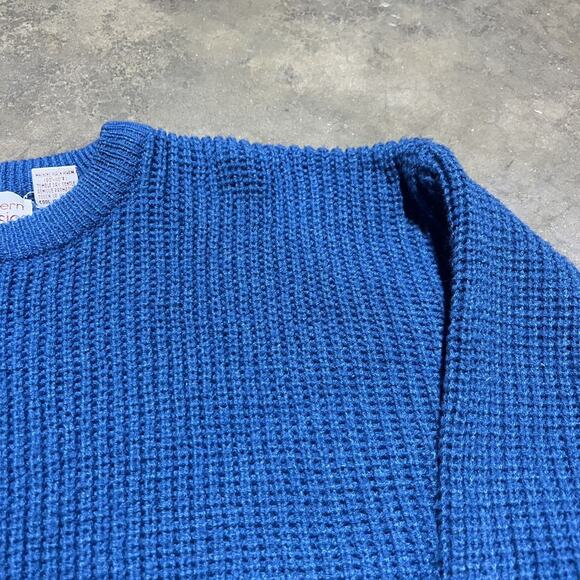 Vintage 90s Southern Classics Blue Ribbed Acrylic Sweater - Picture 2 of 3
